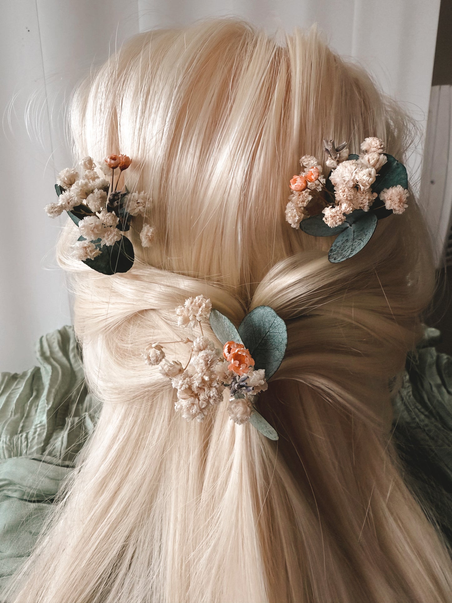 Dried Hair Pins with Eucalyptus & Baby Breath