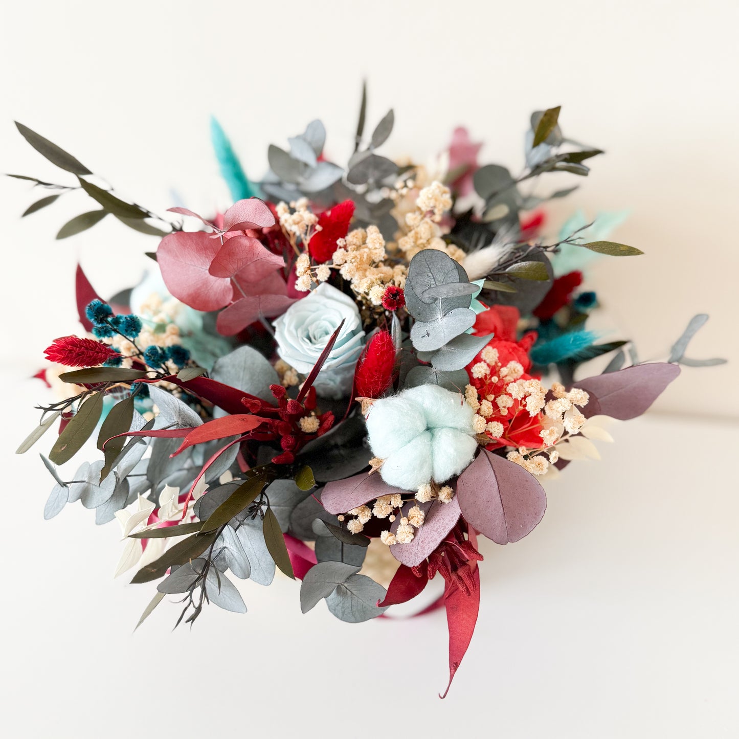 Rustic Flower Basket with Cotton Flowers