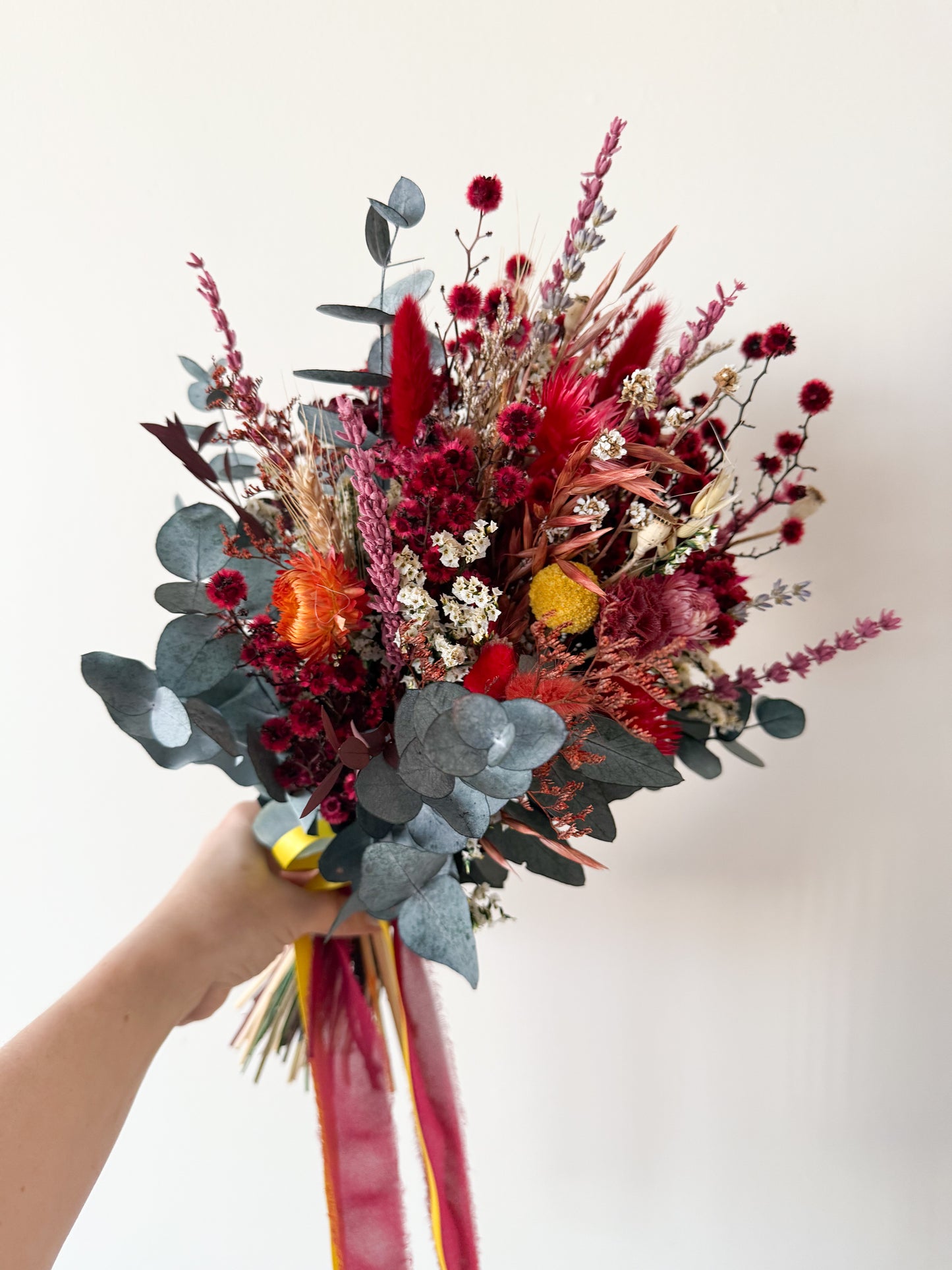 Dried Bridal Bouquet | Eucalyptus & Romantic Red