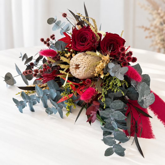 Burgundy Australian Native Wedding Bouquet
