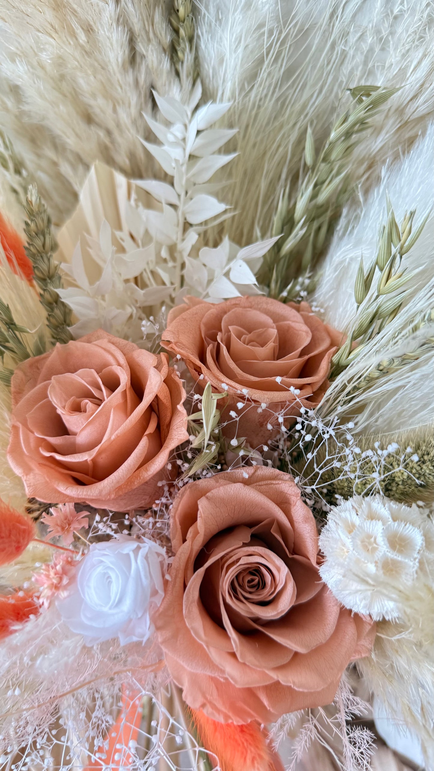 Dried Floral Bridal Bouquet Peach and Sage