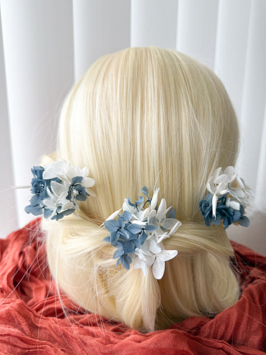 Dusty blue bridal hair pins set of 3