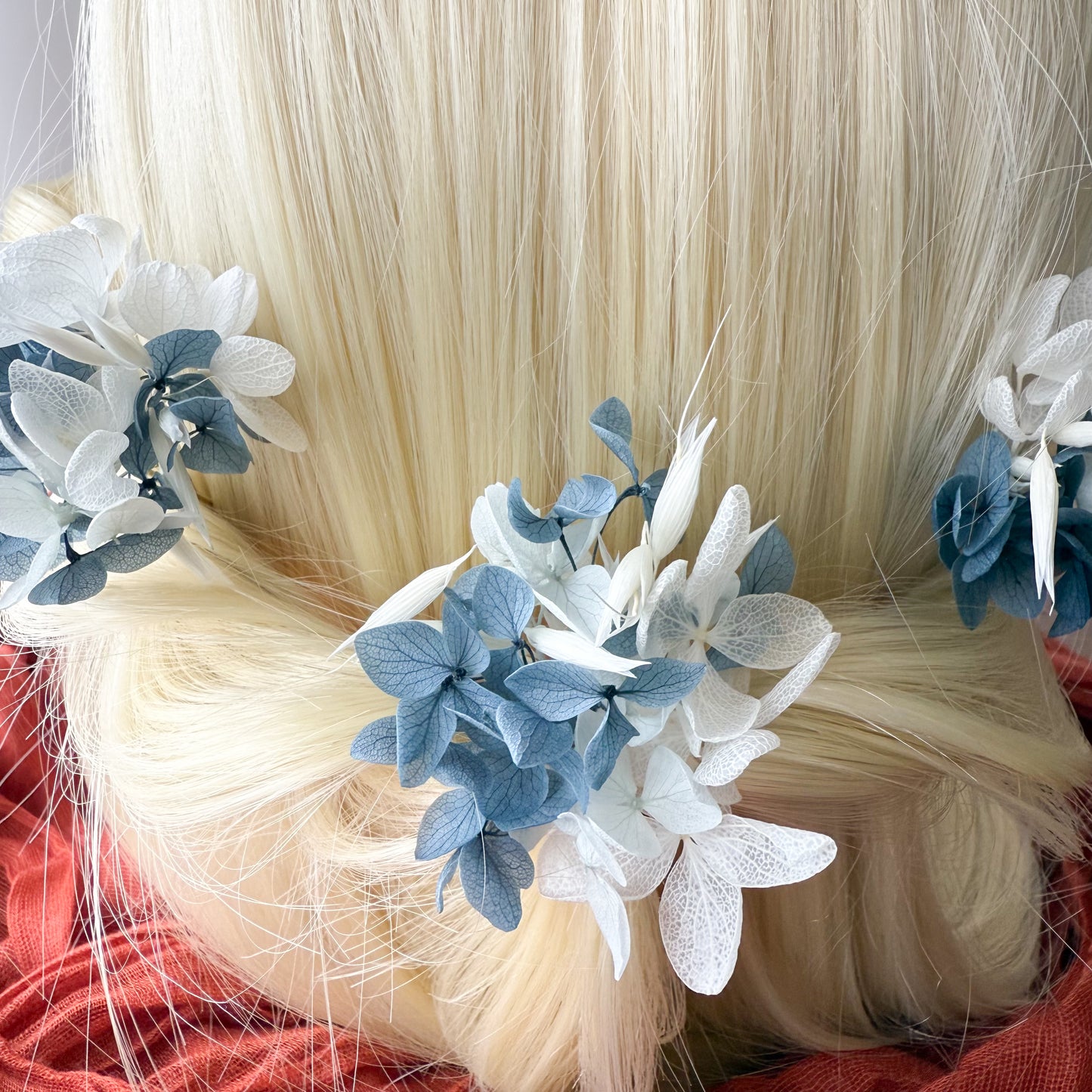 Wedding Dusty blue hair flower pins