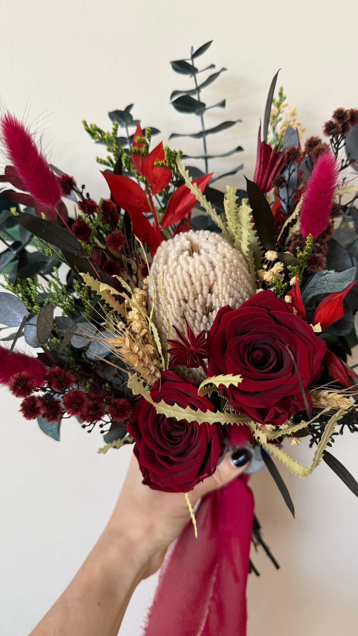 Burgundy Australian Native Wedding Bouquet