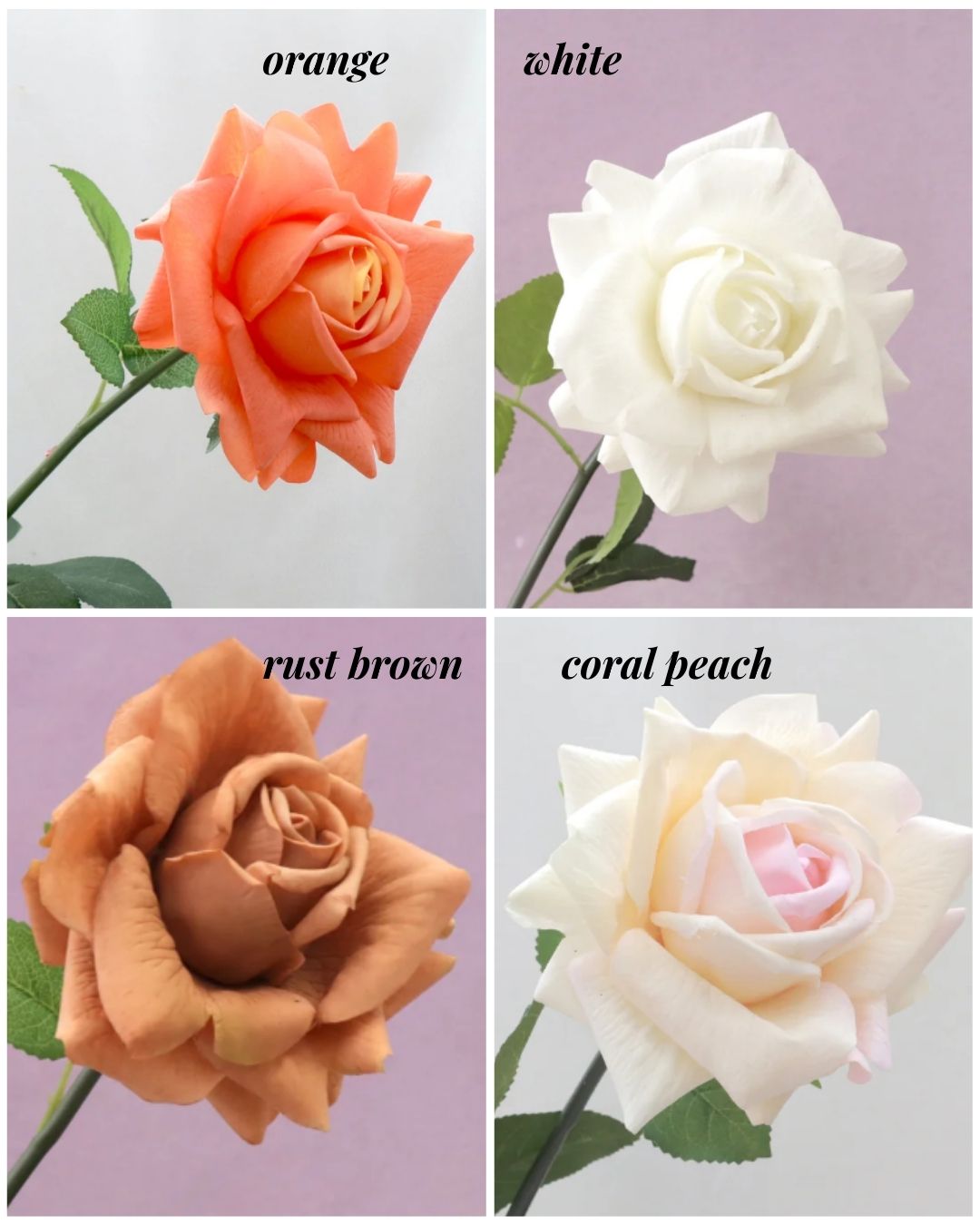 White Silk Rose Bridal Bouquet, Classic Modern Real-Touch Reflex Roses