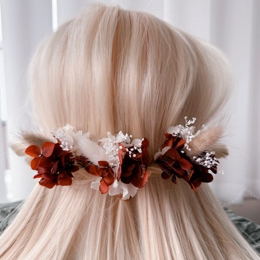 Floral Hair Pins in Terracotta tones