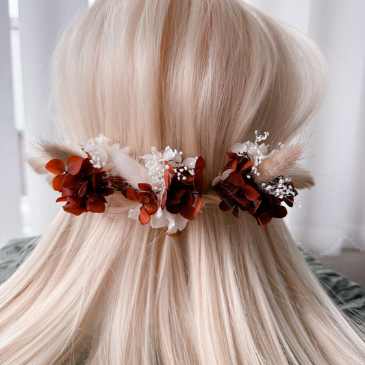 Floral Hair Pins in Terracotta tones