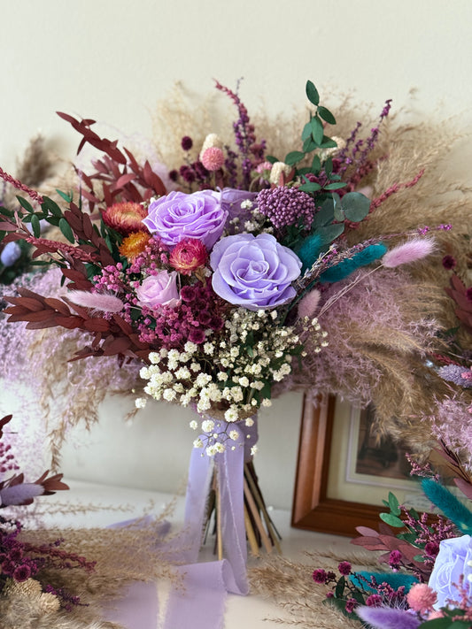 Lavender Boho Dried Wedding Bouquet