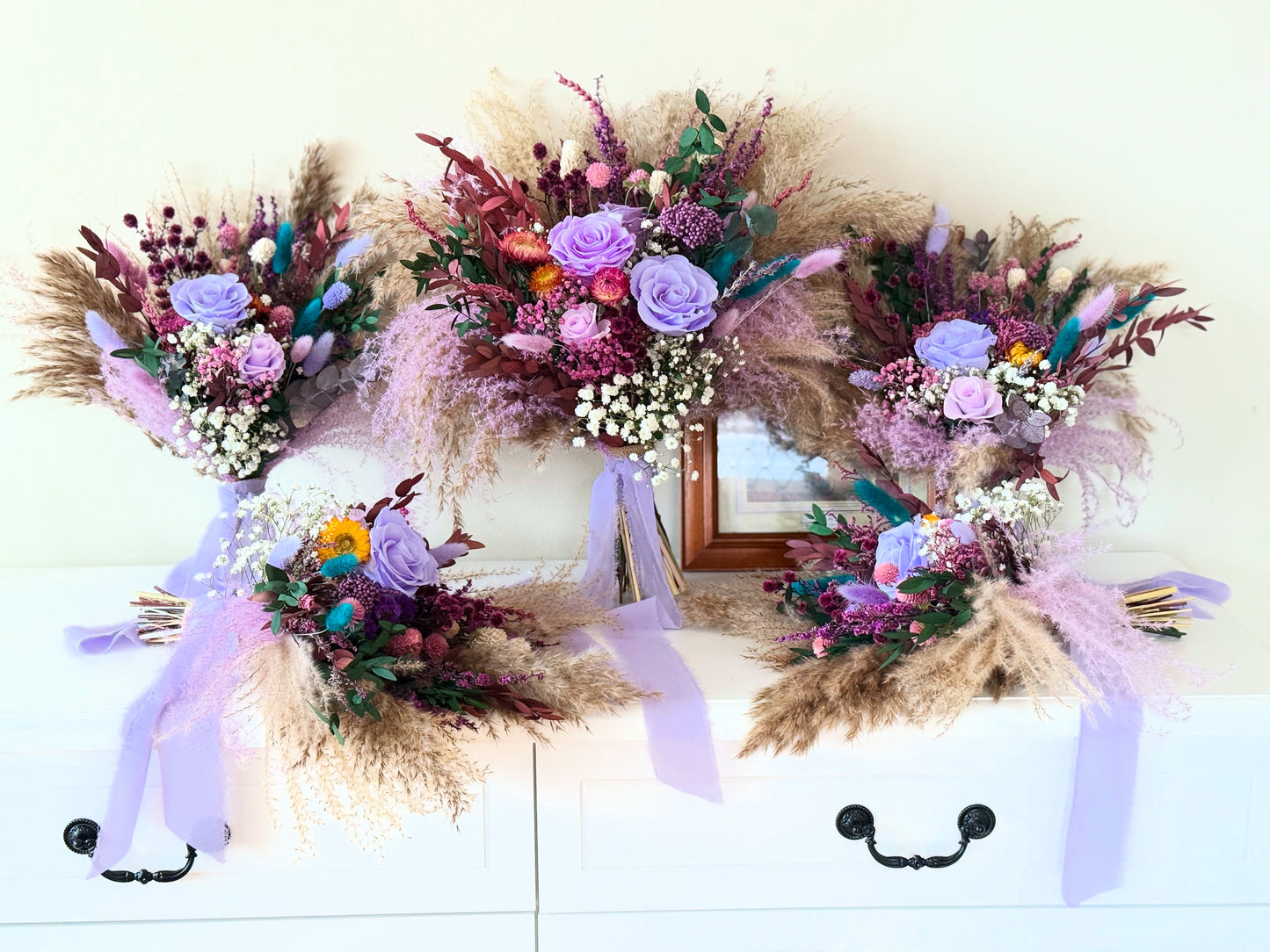 Lavender Boho Dried Wedding Bouquet