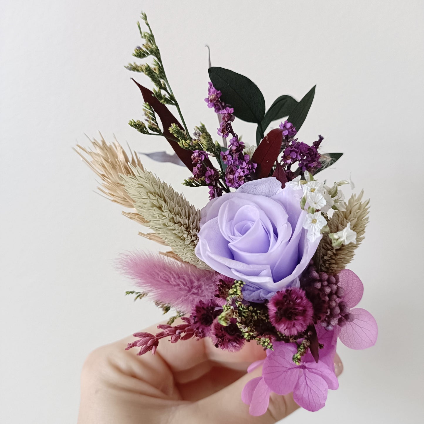 Lavender & Plum Dried Flower Boutonniere | Boho Wedding Buttonhole Australia