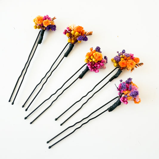 Set of five floral hair pins for bride and bridesmaids