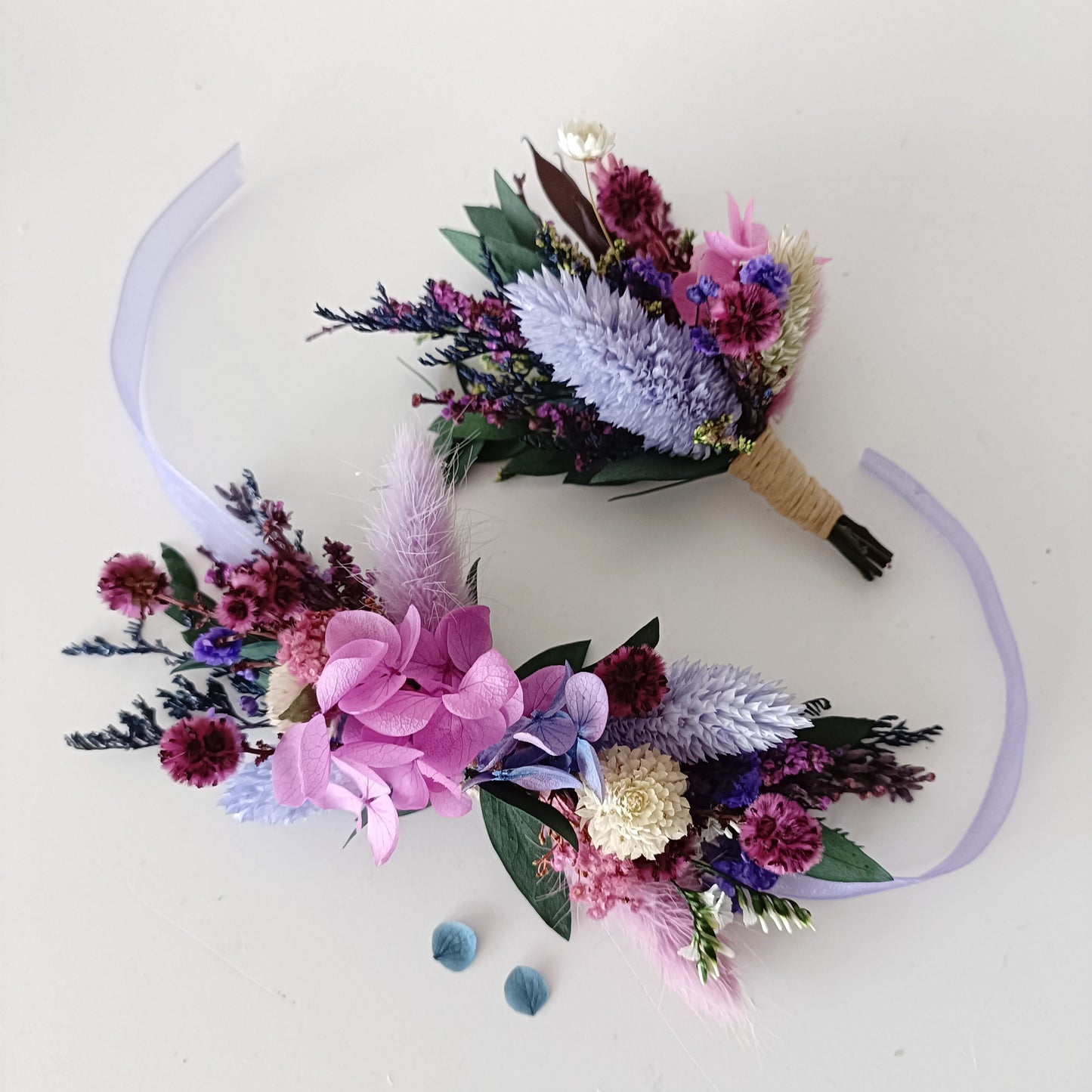 Lavender rose dried boutonniere and corsages