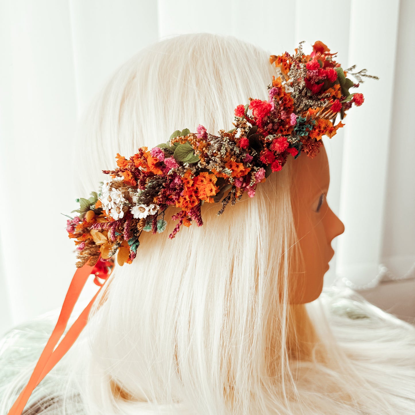 floral headband on the model