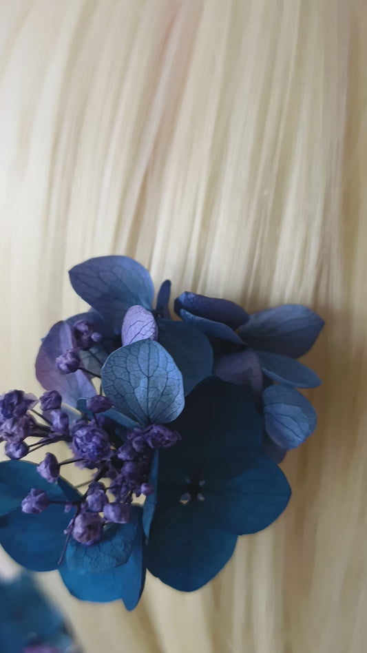 Navy Blue Floral Hair Pins