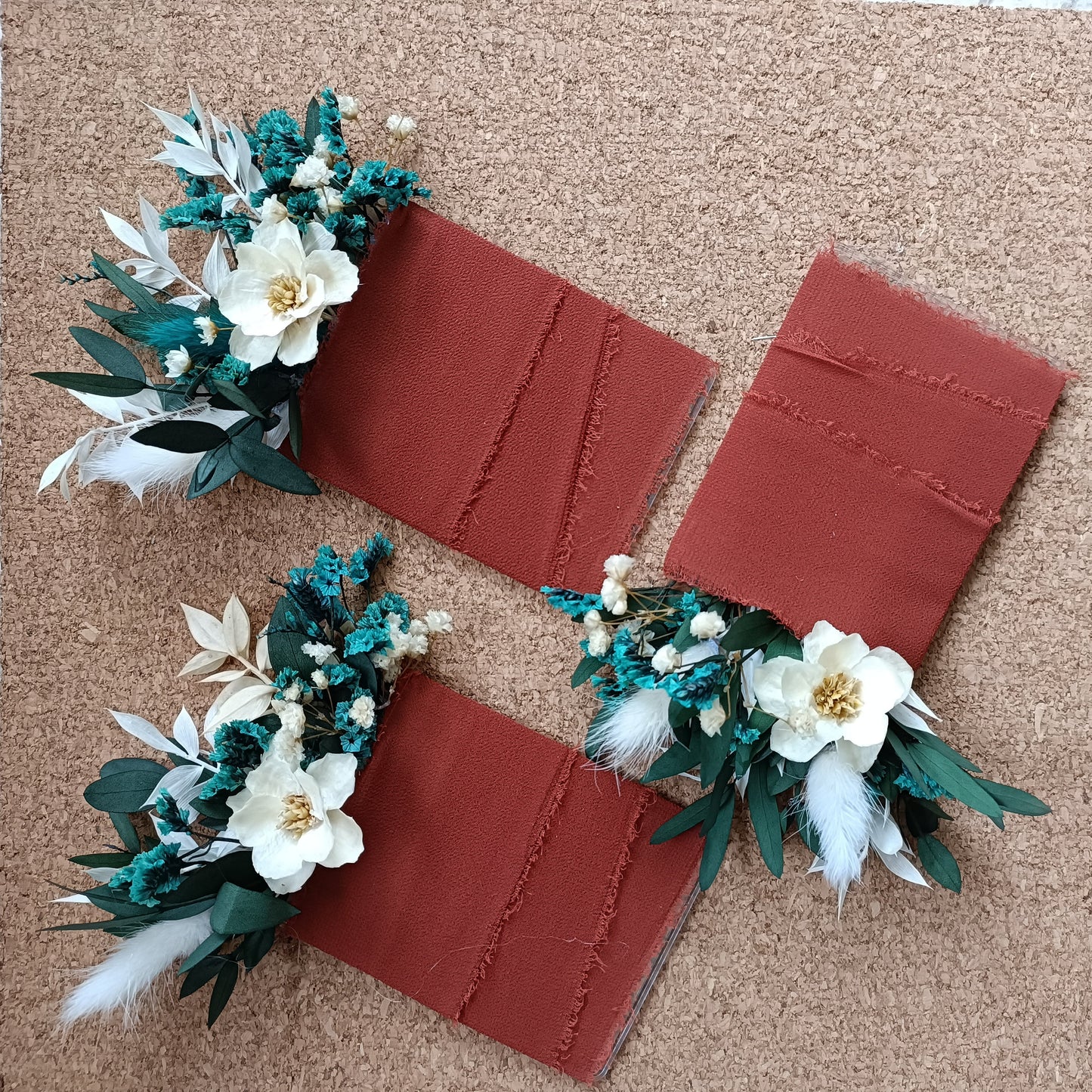 Teal and Aqua Boho Bridal Bouquet with Wildflowers