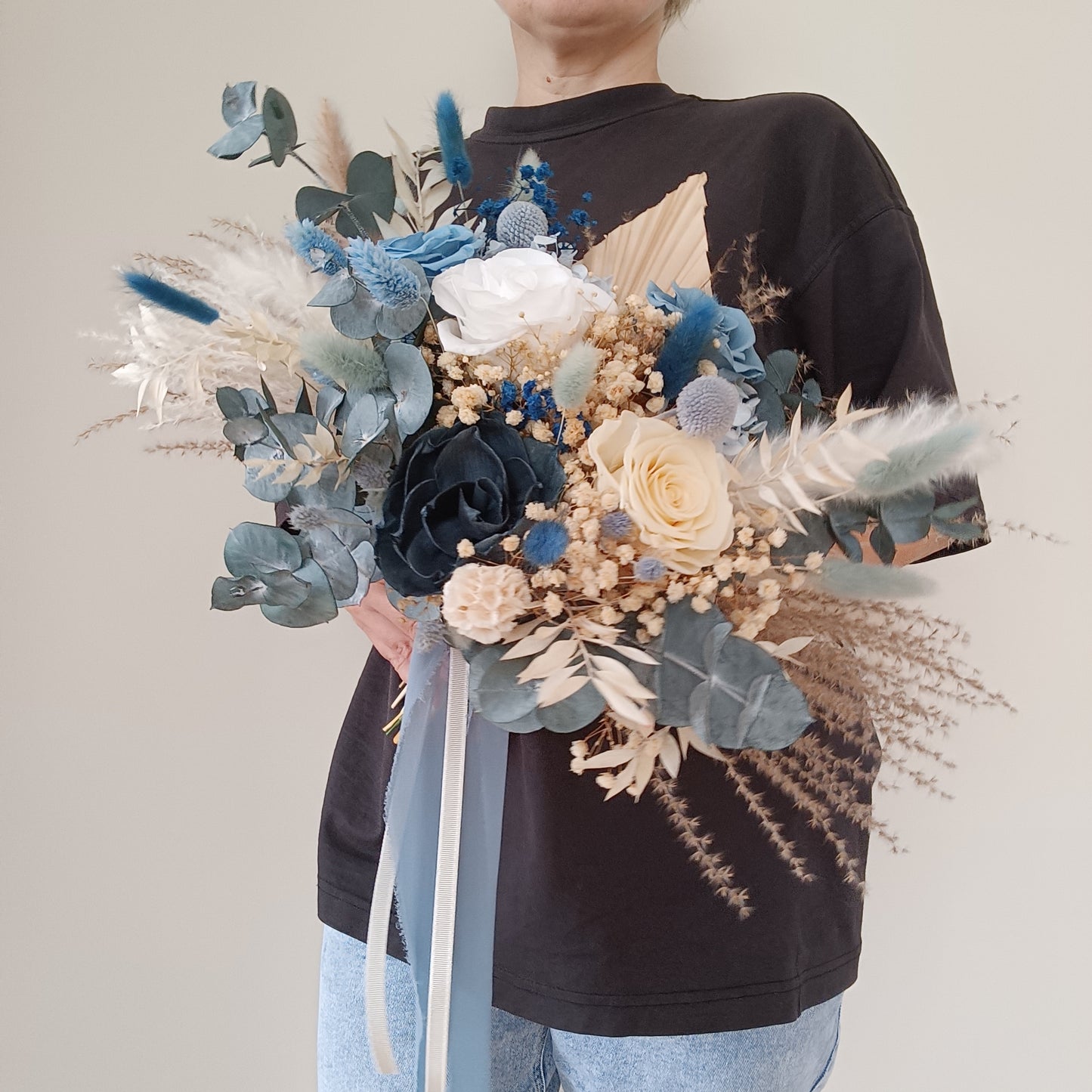 Dried Bridal Bouquet - Elegance and Bohemian Blue