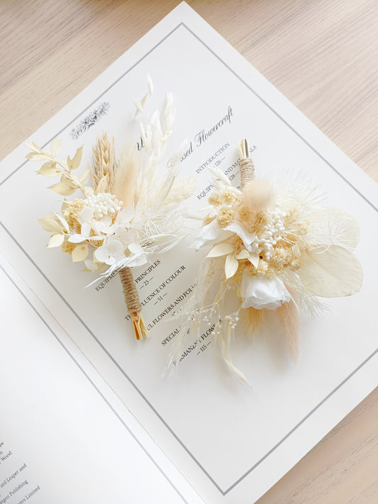 Rustic Ivory Wedding Boutonniere