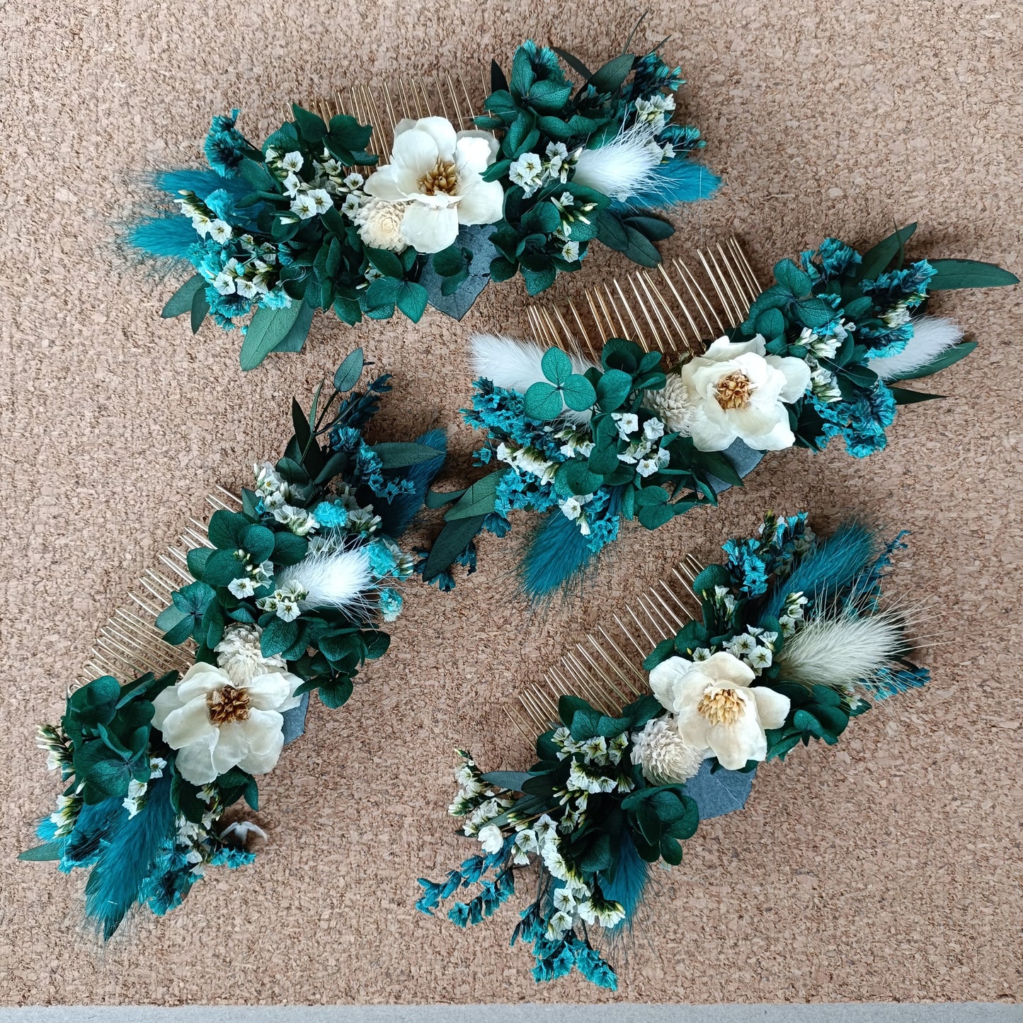 Teal and Aqua Boho Bridal Bouquet with Wildflowers