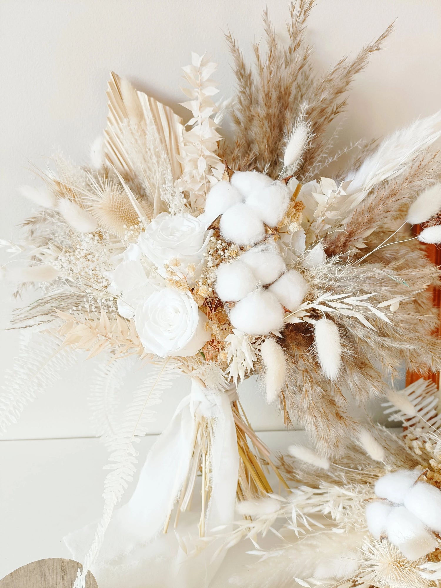 Dried Bridal Bouquet in Burgundy with Roses