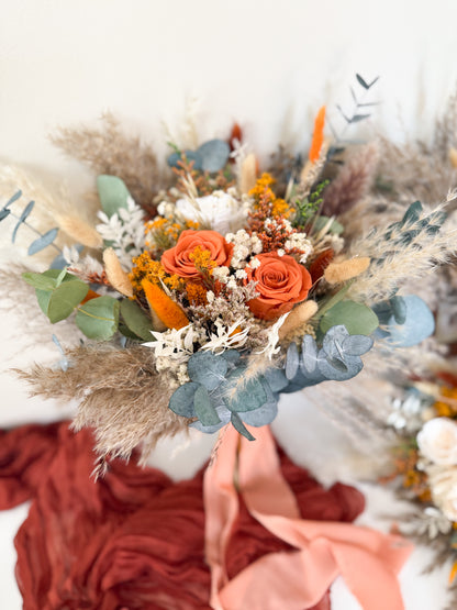 Terracotta & Burnt Orange Dried Flower Bouquet