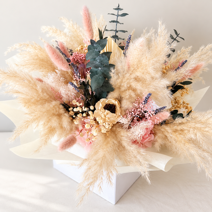 Everlasting Ivory Dried Flower Arrangement in Basket
