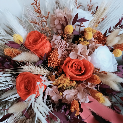 Boho Dried Flower Bouquet with Teal Flowers  Elevate your space with our Boho Dried Flower Bouquet featuring stunning burnt orange flowers. This handcrafted bouquet combines natural beauty with vibrant rust orange tones, perfect for adding a touch of bohemian charm to any setting. Ideal for home decor, weddings, or special occasions, this unique bouquet is designed to last, bringing timeless elegance and color to your space.Rust bridal bouquet, terracotta wedding flowers, bridal bouquet in burgundy