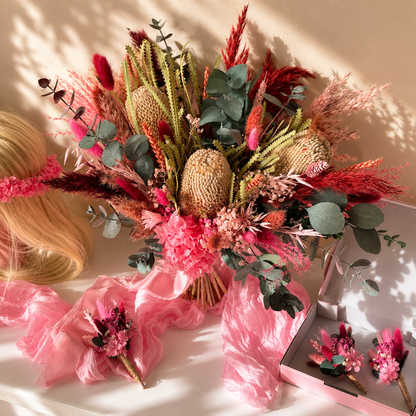Australian Native Wedding Flower Set | Pink & Green