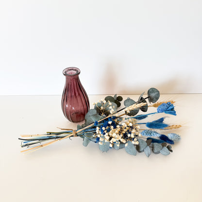 Dried Small Ivory Sky Dusty Blue Table Decor , Boho Rustic Wedding Centrepieces