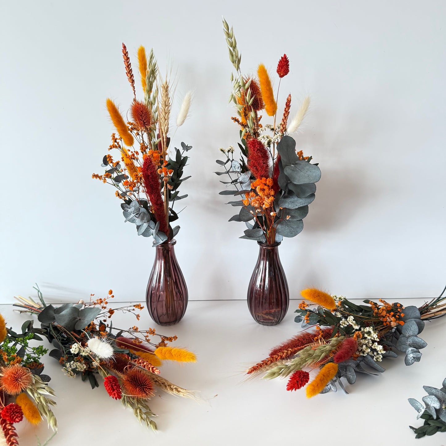 Rustic Burnt Orange Preserved Flower Decor