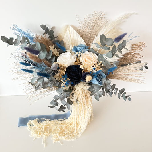 Dried Bridal Bouquet - Elegance and Bohemian Blue