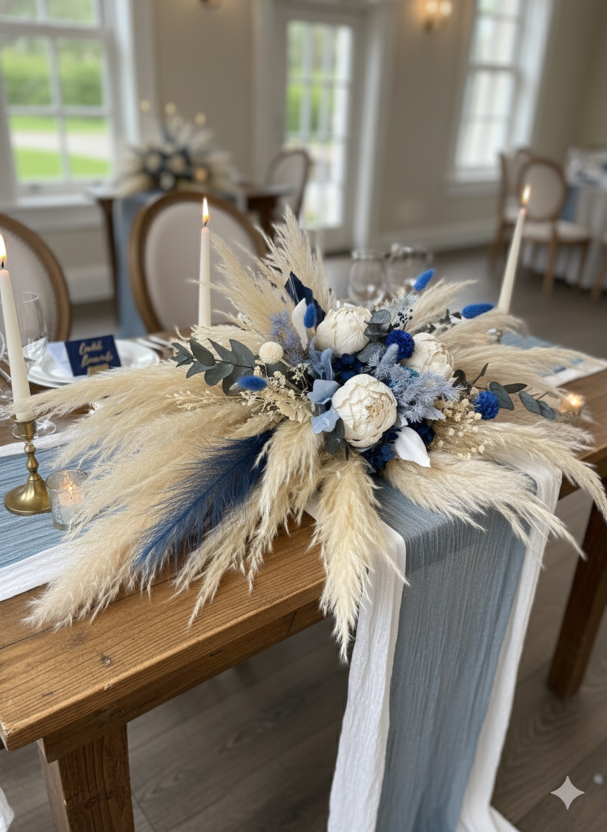 Dried Bridal Bouquet - Elegance and Bohemian Blue