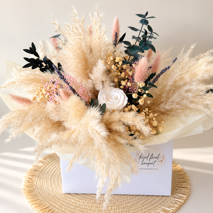 Everlasting Ivory Dried Flower Arrangement in Basket