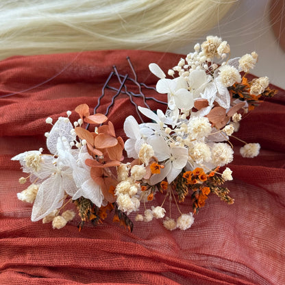 Bridal Hair Pins in Ivory and Terracotta