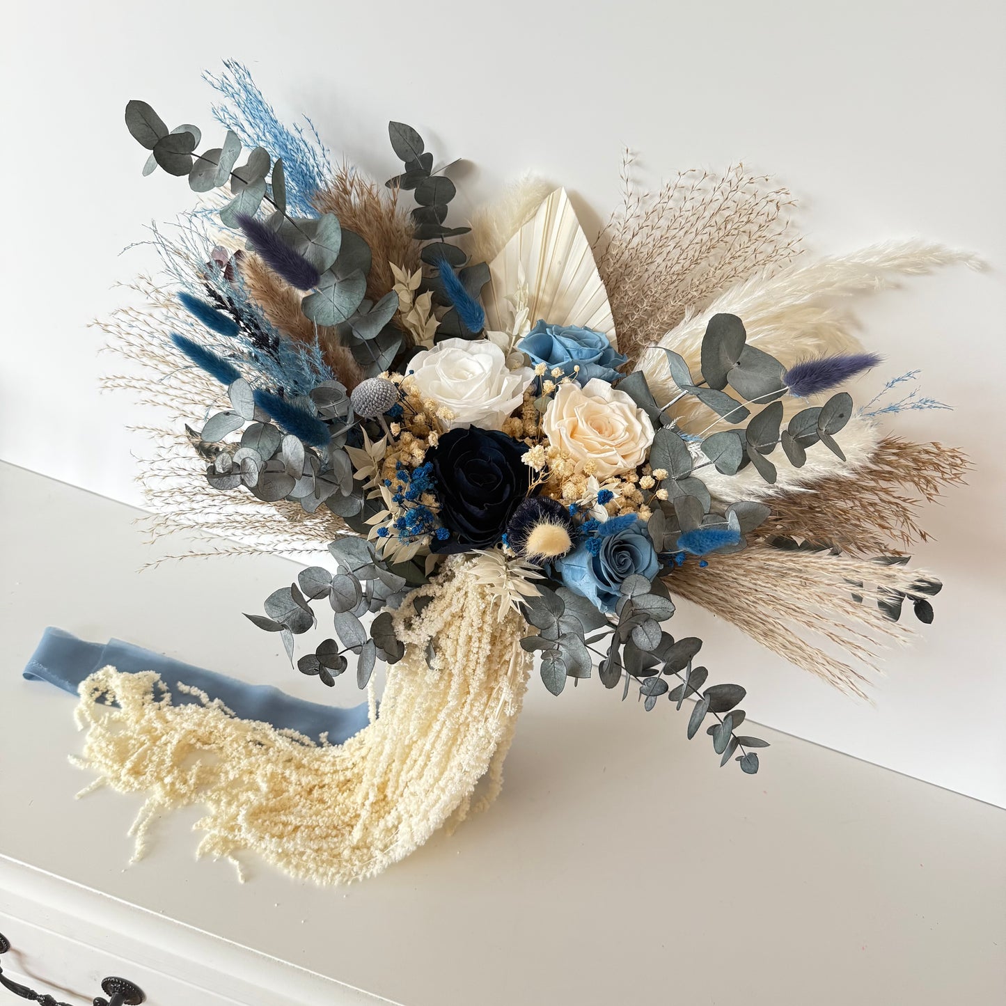 Dried Bridal Bouquet - Elegance and Bohemian Blue