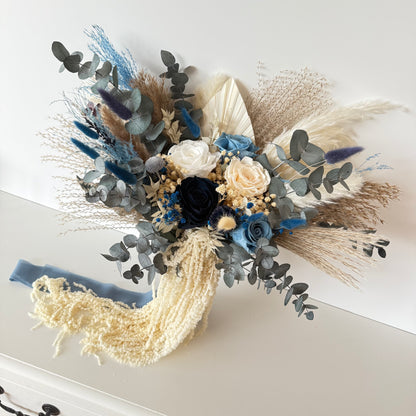 Dried Bridal Bouquet - Elegance and Bohemian Blue