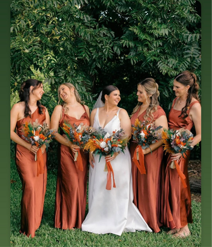 Dried Bridal Bouquet Orange and Green