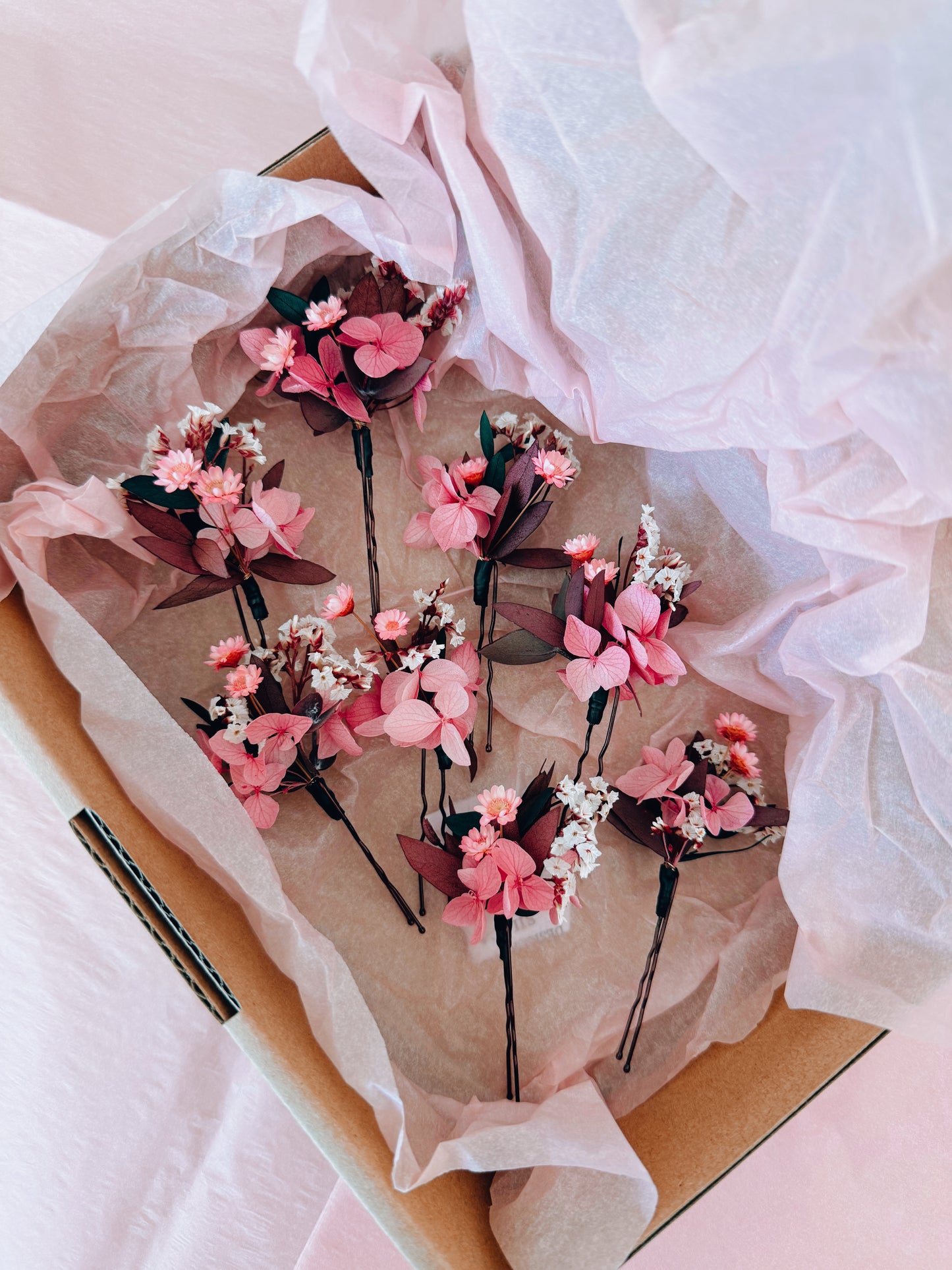Floral Hair Pins in Pink