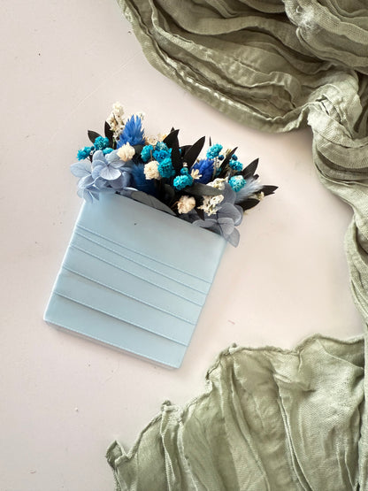 Bridal Bouquet in Soft Blue & White with Roses