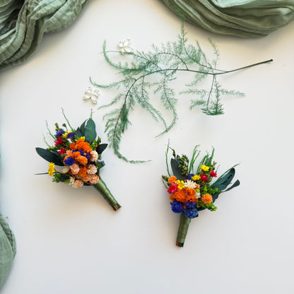 Dried Flower Wedding Boutonniere â€“ Rustic Boho Groom Buttonhole | Terracotta & Sage