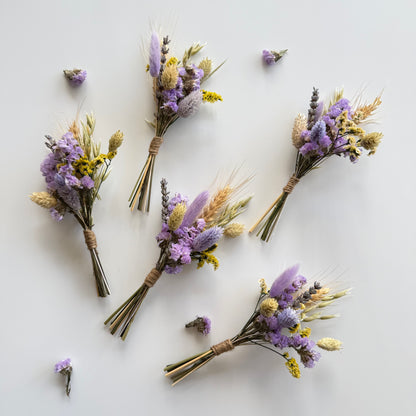 Lavender & Ivory Mini Dried Flower Bouquet | Wedding Favour