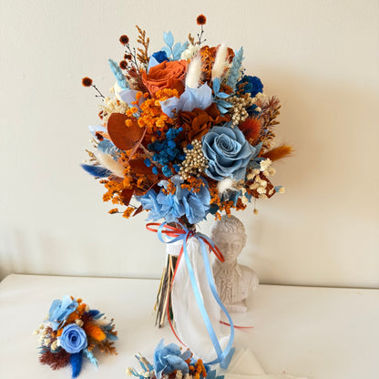 Rust Wedding Bouquet, Preserved roses bouquet