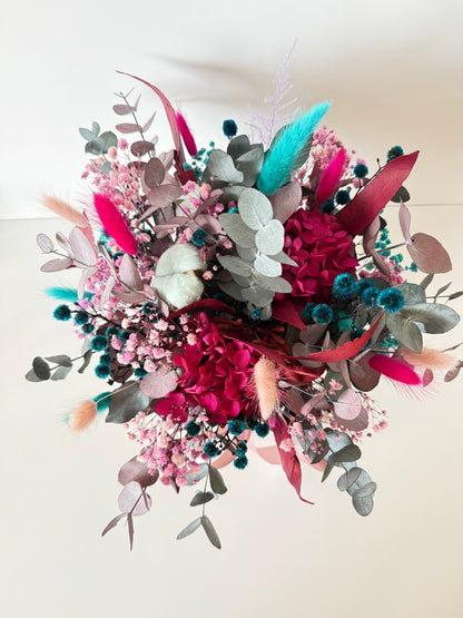 Flower Basket with Purple and Burgundy