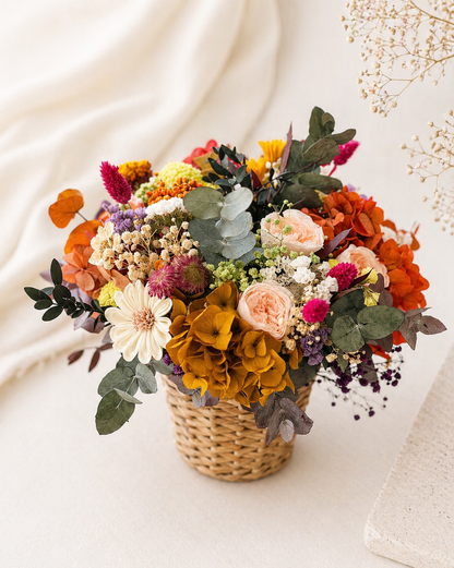 Everlasting Dried Flower Arrangement in Basket