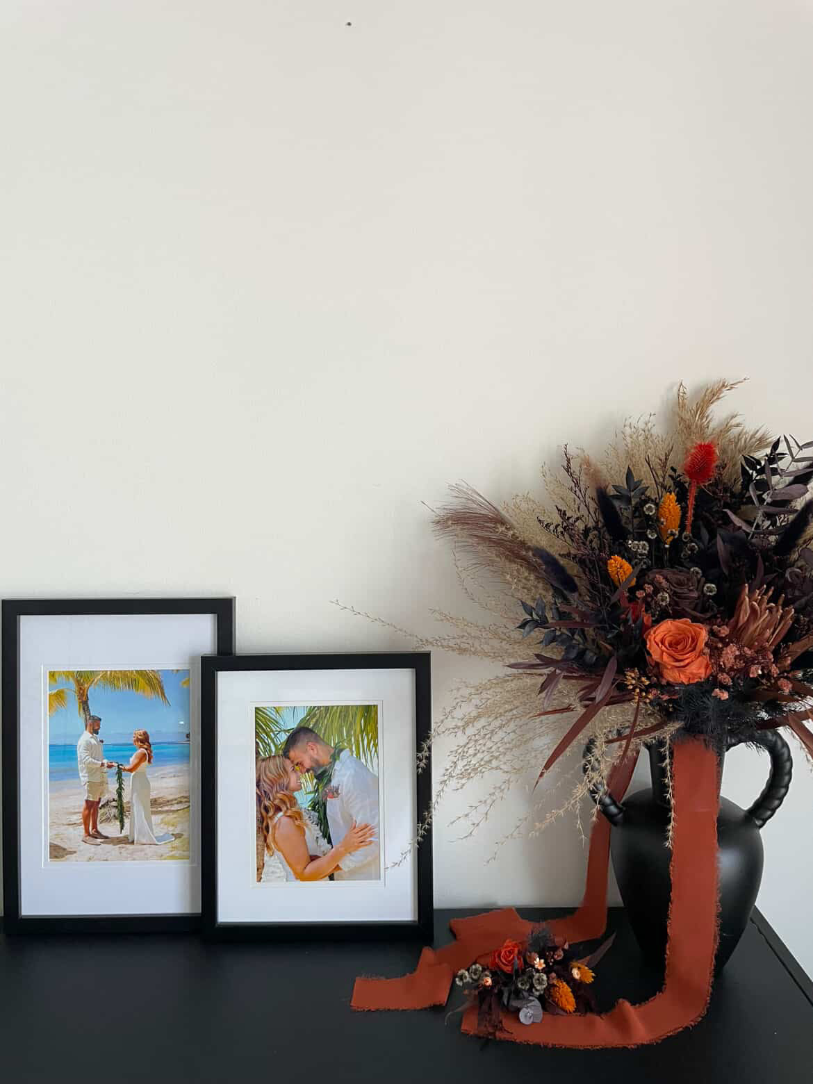 Boho Dried Bridal Bouquet - Burnt Orange & Black Gothic Flower