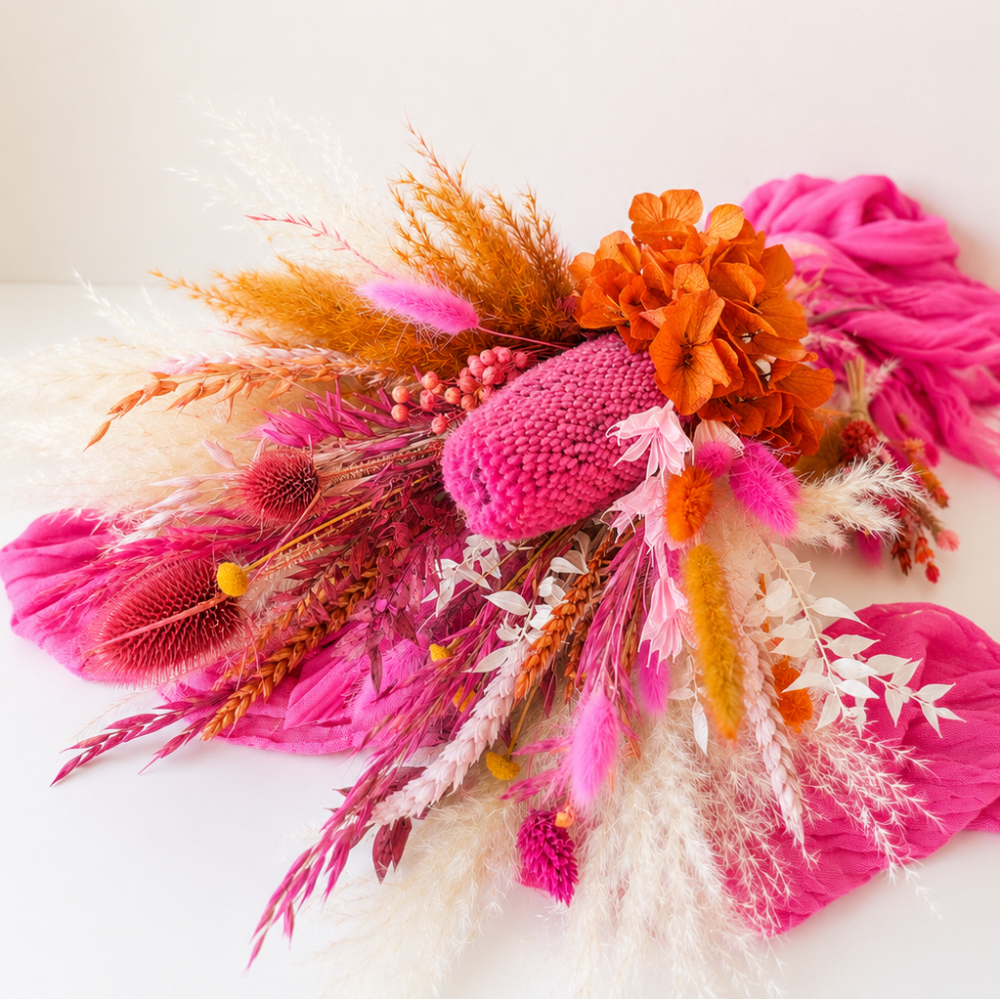  Hot Pink Banksia Bridesmaid Bouquet