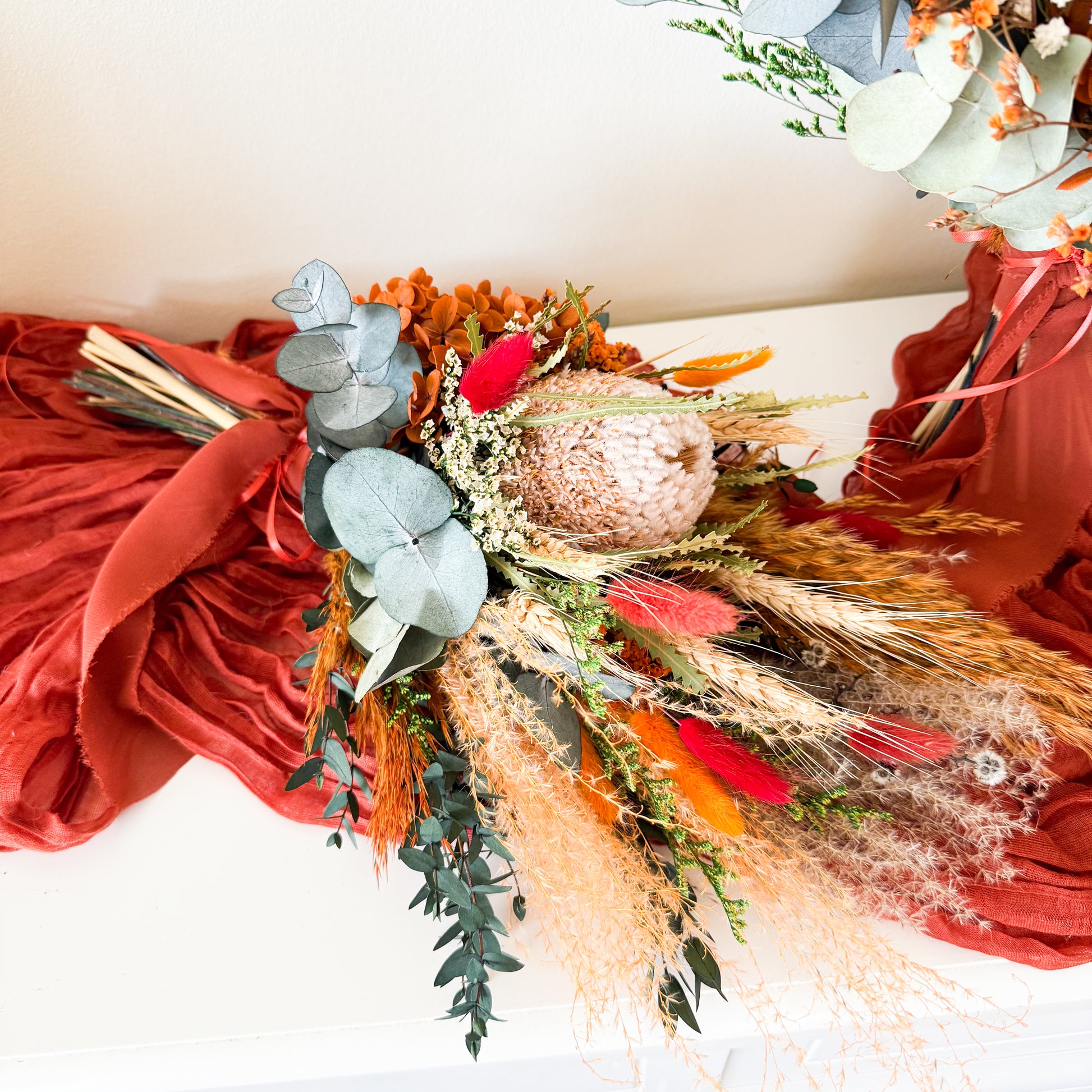 Australian Native Dried Wedding Bouquet with Banksia and Eucalyptus