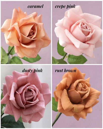 White Silk Rose Bridal Bouquet, Classic Modern Real-Touch Reflex Roses