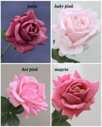 White Silk Rose Bridal Bouquet, Classic Modern Real-Touch Reflex Roses