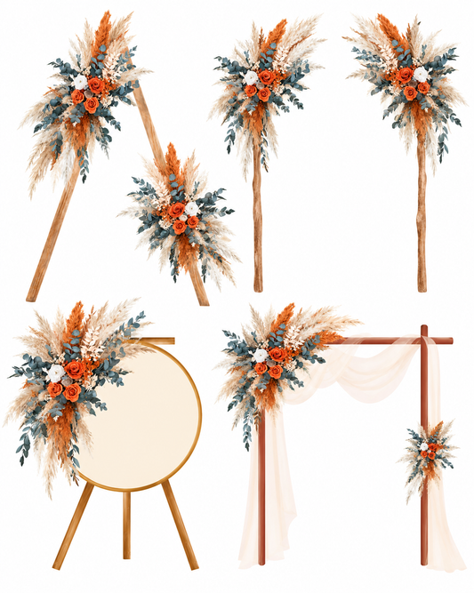 Terracotta & Ivory Boho Bridal Bouquet – dried and preserved wedding flowers, product image 13 of 14