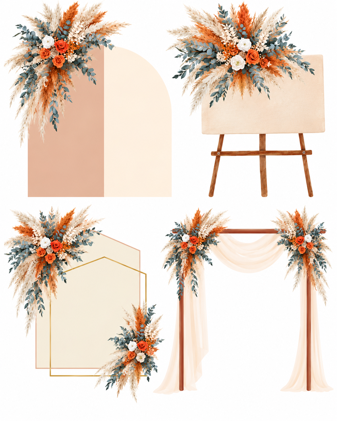 Terracotta & Ivory Boho Bridal Bouquet – dried and preserved wedding flowers, product image 14 of 14